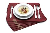 B.PRIME Hochwertiges Tischset aus Filz 6er Set Bordeaux Red - Platzdeckchen abwaschbar 44x32cm Platzsets - Tischuntersetzer Platzset waschbar - Untersetzer-Set Tischunterlage Stoff
