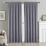 LinTimes Verdunklungsvorhang Blickdicht Samtvorhänge mit Ösen, 2 Stücke Thermogardine Vorhang 330GSM Schwere Verdunkelungsgardinen lichtdicht für Schlafzimmer Wohnzimmer, 106x213cm, Grau