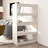 DCRAF Home Möbel Bücherschrank Raumteiler Weiß 80x35x135cm Größe Kiefer massiv