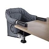 Tischsitz Faltbar Baby Hochstuhl Sitzerhöhung Portable Stabile Struktur Stuhlsitz mit Transportbeutel, Ideal für zu Hause und Unterwegs(Grau)