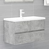 CIADAZ Waschbeckenunterschrank Einbaubecken, Waschbecken Mit Unterschrank, Badezimmermöbel, Waschbeckenunterschrank Mit Waschtisch, Betongrau Holzwerkstoff