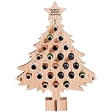 Kreativer Weihnachtsbaumständer aus Holz für Alkohol, 24 Tage, mit Adventskalender, Dekoration für 24 Mini-Weinflaschen