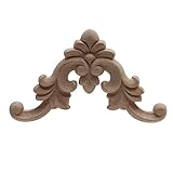Geschnitzte Holzfiguren Aufkleber Holzapplikation Onlay Geschnitzt Unbemalt Retro Lange Blume Oval Holz Eckschrank Möbel 8 X 8 Cm 1 Stück