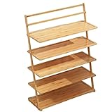 RUVOO Schuhschrank Schuhregal 5-lagiges Bambus-Schuhregal An Der Wand Für Schlafzimmer, Wohnzimmer, Flur, Schuhregal-Organizer Schuhablage Schuhständer (Color : Natural, Size : 80 * 24 * 96cm)