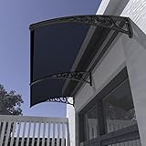 Vordach Haustür Pultbogenvordach Haustürvordach Pultvordach Bogenvordach aus Polycarbonat und Aluminium Rahmen,UV-Beständiger Sonnenschutz (60x250cm/24x98in)