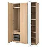 Ikea PAX/REPVÅG/VIKEDAL Kleiderschrank-Kombination, 150 x 60 x 236 cm, weiß gebeiztes Eichenholz-Effekt/Spiegelglas