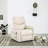 vidaXL Elektrischer Massagesessel, Sessel Verstellbar, Fernsehsessel Relaxsessel mit Liegefunktion, Liegesessel Ruhesessel, Modern, Creme Stoff