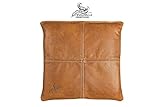 Centaur - Hochwertiges Leder Sitzkissen - Cognac Vintage 35x35 cm - Ideal für Stuhl oder Sitzbank - Abwaschbare Echtleder Stuhlkissen - Pflegeleichte Sitzauflage