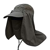 G-like Herren Damen Sonnenschutz Kappe - Unisex Outdoor Sonnenhut Sommer UV-Schutz Anglerhut Gartenhut Fischerhut Baseballkappe Basecap mit Gesichtsschutz Nackenschutz Faltbar Abnehmbar (Armeegrün)