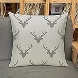 Kissenbezug Zierkissenbezug Dekorative,Elch-Winter-Muster Graue Silhouette von Hirschkopf Geweih Flach Weihnachten auf Tier S,Dekokissen Deko mit Verstecktem Reißverschluss für Sofa Büro Bett 45x45 cm