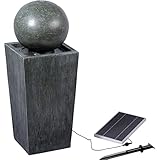 dobar® 96104e Design Solarbrunnen Apollon | Terrassenbrunnen mit LED Beleuchtung | Gartenbrunnen aus Polyresin | Zierbrunnen Outdoor | Springbrunnen Kunststein | 30 x 30 x 78,5 cm | Grau