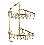 BKALIT Badezimmer Regal Duschablage Duschregal Kupfer Badezimmer Dusche Eckregal Bad Caddy Organizer Korb Für Zuhause Badregal Dusche Ablage Duschkorb (Color : Gold, Size : 18 * 18 * 38.5CM)