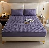 Gesteppter Matratzenschoner,Spannbettlaken für Queen-en mit 30 cm tiefem Matratzenauflagenbezug,Purple,79inchx87inch(3pcs)