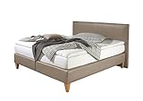 Maintal Boxspringbett Luxor, 100 x 200 cm, Kunstleder, Bonellfederkern Matratze h3, Beige