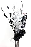 Blumenstrauß aus Kunstblumen und getrockneten Blumen, 85 cm, ohne Vase silber / schwarz