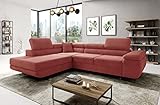 ML Furniture Ltd Avatar Kord Ecksofa in L-Form 277 x 73 x 203 cm mit Schlaffunktion und Bettzeugbehälter - Schlafsofa mit Bettkasten - Eckcouch mit Stauraum - Links - Farbe: Kord Rosa