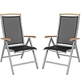ib style® Diplomat 2er Set Hochlehner I Aluminium I 7 Positionen I mehrfach gewebt I 2 Farben I Silber