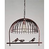 SXDHOCDZ Retro-Kronleuchter aus Schmiedeeisen – kreatives Vogelkäfig-Design für die Beleuchtung von Cafés und Bars