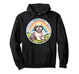 Shih Tzu Regenbogen-Brücke, niedlich, bunt, Gedenkmalerei Pullover Hoodie