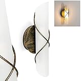 HOFSTEIN Wandleuchte Palma gold braun Schirm aus Echtglas mit Schalter an der Wandlampe, ohne Leuchtmittel