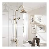 Duschset im europäischen Stil Badezimmer Edelstahl Kupfer Wasserhahn Antike Dusche Handdusche System 3 Funktionen Druckbad Vergoldet Robine Set