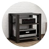 Lautsprecherschrank Audio Rack Equipment Rack Verstellbarer Audio Schrank Mehrschichtiger HiFi Audio Schrank Mit Stoßabsorbierenden Fußstiften (Color : Schwarz, S : 60 * 51 * 60cm)