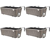 Casaria Blumenkasten 4er Set 11 Liter Montagehalterung Indoor Outdoor Geländerkasten Balkonkasten Pflanzkasten Creme