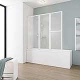 Schulte D1410 04 01 Duschwand Komfort, 151 x 140 cm, 3-teilig faltbar mit Handtuchhalter, Kunstglas Softline hell mit Tropfendekor, alpinweiß, Duschabtrennung für Wanne