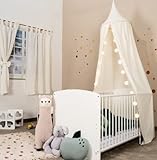ALAVYA HOME® Betthimmel Baldachin Kinderzimmer 100% Bio-Baumwolle I GOTS-Zertifiziert I Passt um Babybett Kinderbett I Saumlänge ca. 250cm Moskitonetz Insektenschutz Kinder Spielzelte - Creme