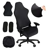 LMYDIDO 4 Stück Set Gaming Stuhl bezug, Stretch Swivel Stuhlbezug Sitzbezug Abnehmbar Waschbar mit Armlehnenbezug, für Computer Stühle Bürostuhl Drehstuhl