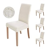 sorliva Stuhlhussen 4er Set Stretch Stuhlbezug Moderne Stuhlüberzug Elastische Abnehmbar Waschbar Spannbezug für Esszimmerstühle Schwingstuhl Bezug Hochzeit Büro Bankette Partys Deko(Beige)