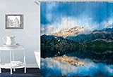 Gualiy Duschvorhang Stoff Waschbar, Duschvorhänge Berg und See Duschvorhang Wasserdicht Anti Schimmel Bunt Bad Vorhang 150x200cm