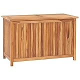 FIRBNUS Aufbewahrungstruhe 90x50x58 cm Garten Aufbewahrungsbox Auflagenbox Kissenbox Storage Boxes Braun Fein Geschliffenes Massivholz Teak mit Wasserdichter Genähtem PE Beutel