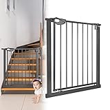 JOIEYOU Treppenschutzgitter ohne Bohren, 75-85 cm Türschutzgitter Treppengitter für Kinder und Haustiere, Einhändiges Öffnen, Schwarz