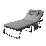 LBSI Klappbett Büro Einzelbett Siesta Bett mit Polster Portable Klappbett abnehmbares Kissen mit Seitentasche Camping Bett ，for Zuhause, Büro, Strand und im Freien, Hält 660 lbs (Color : D)