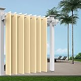 Comlax Outdoor Vorhänge mit Ösen Wasserdicht, 254x215cm Extra Breit Beige Outdoor Vorhang Pavillon Sichtschutz Schutz Für Veranda/Pergola/Garten/Schiebetür/Pavillon, 1 Stück