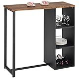 IDIMEX Bartisch PIAVA, schöner Stehtisch mit Regal, Moderne Küchentheke mit Metallgestell in schwarz, schöner Bartresen mit Flaschenhalterung, praktische Küchenbar in Wildeiche Optik