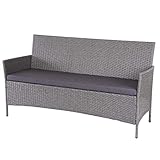 Mendler 3-Sitzer Poly-Rattan Gartenbank Halden, Sitzbank - grau, Kissen anthrazit