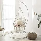 Swing Chairs ALUK- Schaukel-Hängesessel, Makramee-Hängesessel Mit Strapazierfähigem Hängendem Hardware-Kit, Handgefertigter Strick-Schaukelstuhl Aus Gestricktem Netz