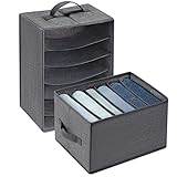 Yoillione Schubladen Ordnungssystem Kleiderschrank Organizer, Groß Schubladen Organizer Kleidung Schrank Organizer Grau bh Aufbewahrung Stapelbar für Unterwäsche Jeans T-Shirt Hosen Hemd, 2 Stück