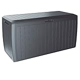Casaria Auflagenbox Kunststoff Truhe Box Kissenbox 290L Gerätetruhe Kiste Gartentruhe Anthrazit