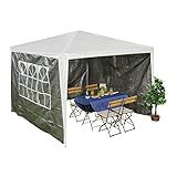 Relaxdays Seitenteile für Pavillon, 3er Set, Seitenwand 3x3m Pavillon, mit Fenster, Klettverschluss, Pavillonwand, grau