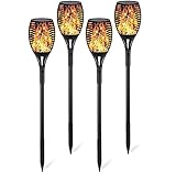 Oyajia Solarleuchten für Außen Garten, 4 Stück,LED Solarlampe für Außen Solar Fackel Gartenfackeln, Super größere Größe,Wasserdicht Solarlampe,Weg, Hinterhöfe,Camping Zelt