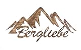 Bergliebe Wandbild Schriftzug groß 3D-Deko geflammt natur Holz Dekoartikel 110 x 54 cm Pohmer Design
