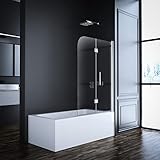 Goezes Duschwand für Badewanne, 120x140cm 2-teilig faltbar Duschwand Badewannenaufsatz Duschtrennwand Duschabtrennung für Badewanne mit 6mm Nano Glas