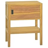 JUNZAI Badschrank, Bad Kommode, Badezimmer Möbel, Badzimmer Schrank, Aufbewahrungsschrank, Bad Schrank, Badezimmerschrank Hängend, 60x40x75 cm Massivholz Teak