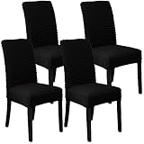 Stuhlhussen Blasengarn Stretch Stuhlbezüge Moderne Universal Stuhlbezug Abnehmbarer Waschbarer Stühle Schutz (Schwarz,8 Stück)