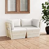 ZEYUAN Garten-Palettensofa 2-Sitzer mit Kissen, Garten Loungemöbel, Lounge Sofa Outdoor, Gartensofa, Gartencouch, Outdoor Möbel Sofa, Fichtenholz