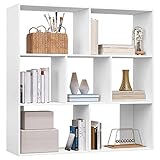 eSituro Bücherregal mit 7 Fächern, weißes Regal für Wohnzimmer Schlafzimmer Büro, Würfelregal 100x100x30 cm, Raumteiler aus Holzwerkstoff, Aufbewahrungsregal stehend, SBKC0042