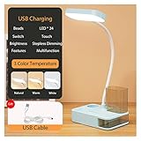 Schreibtischleuchte LED Tischlampe mit Stift-Speicher-Augenschutz stufenlos Dimmen-Schreibtisch-Lampe-Studie-Kinder intelligent LED Bettlampenlicht Nachtlicht (Color : Dark Khaki, Size : 3 Modes Ava